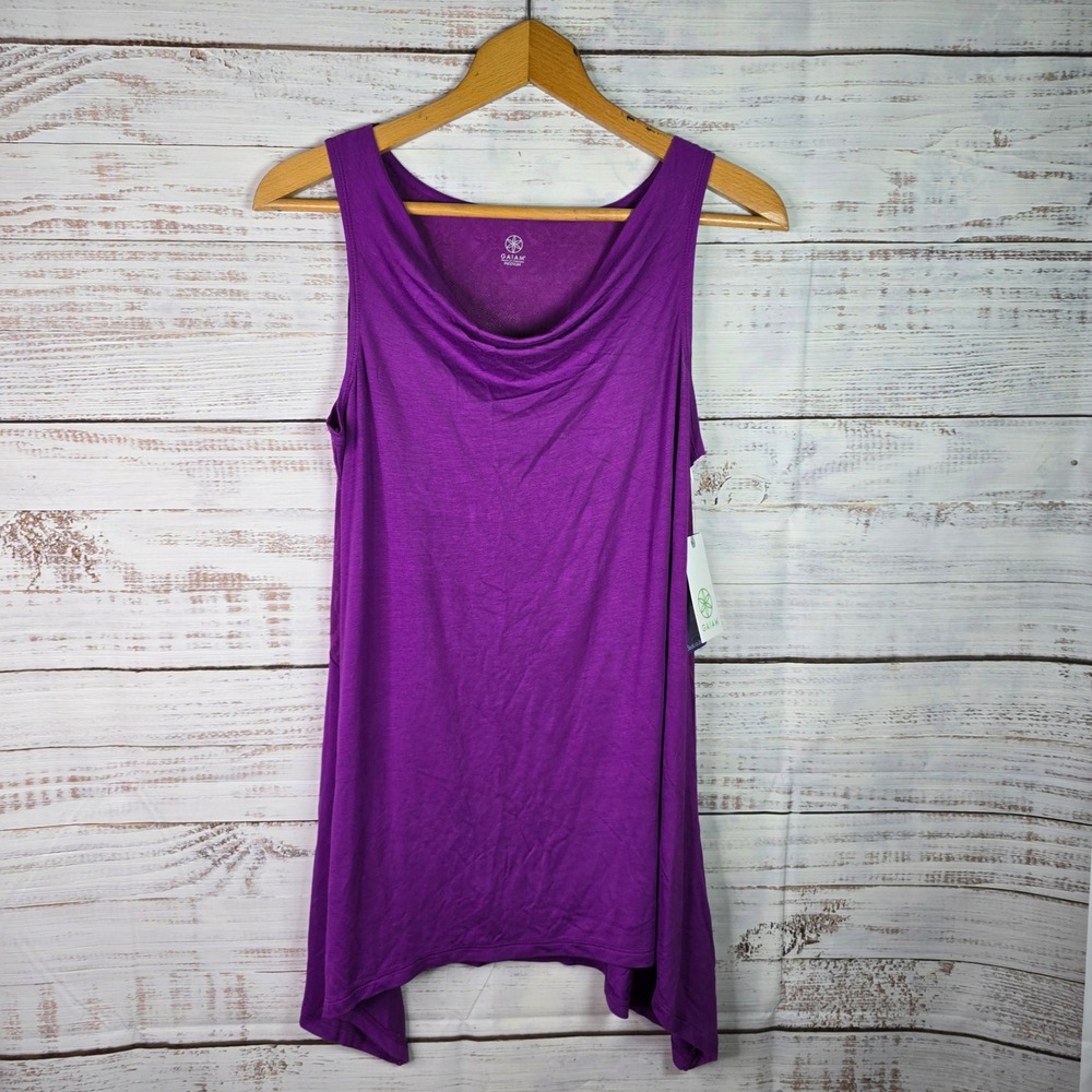 Gaiam Mystic Tank Purple Cowl Neck Tunic Top Size Medium NWT